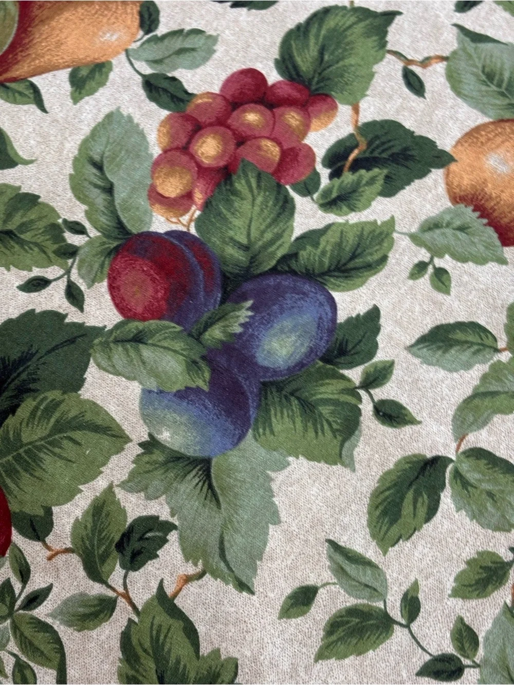 Sonoma Fabric Tablecloth Fall Autumn Fruit Apples Pears Grapes Leaves 97”x 56”